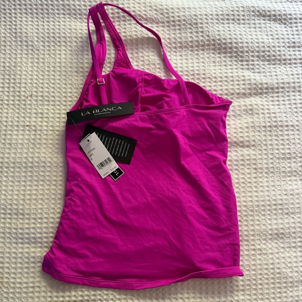 La Blanca Vibrant Pink One-Shoulder Coverup - Picture 4 of 5